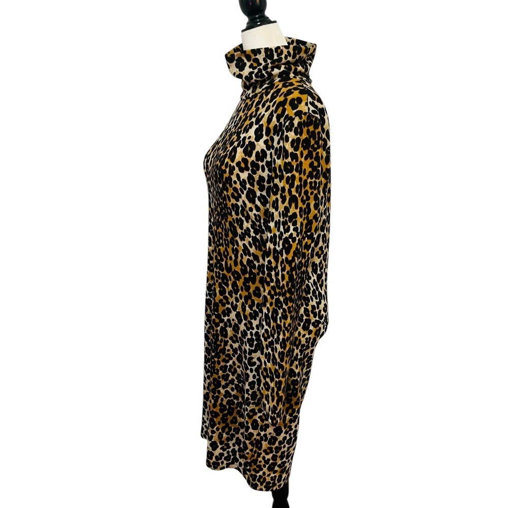 Vero Moda Leopard Print Dress Turtleneck Long Sleeve Casual Mini Size Small - Picture 4 of 8
